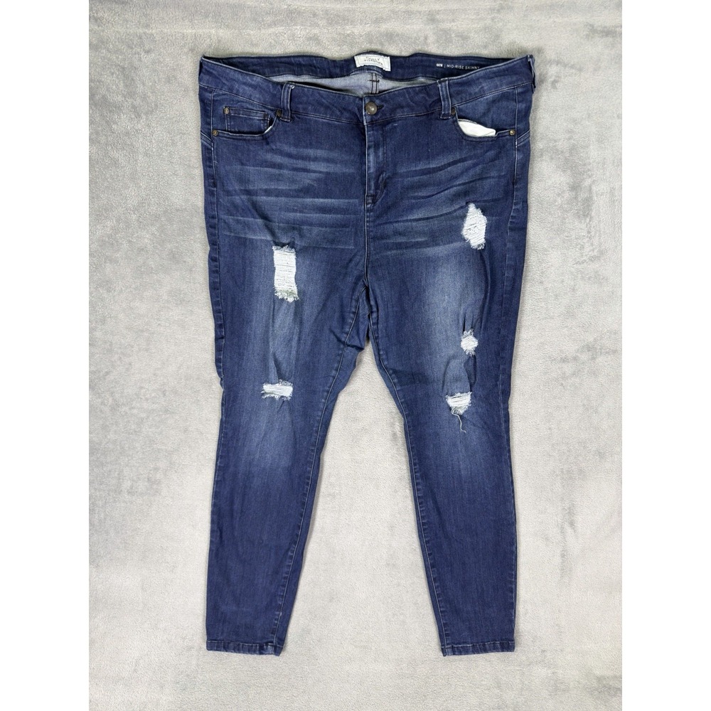 Molly And Isadora Jeans Womens 22W Plus Blue Dark‎ Wash Denim Mid Rise Skinny